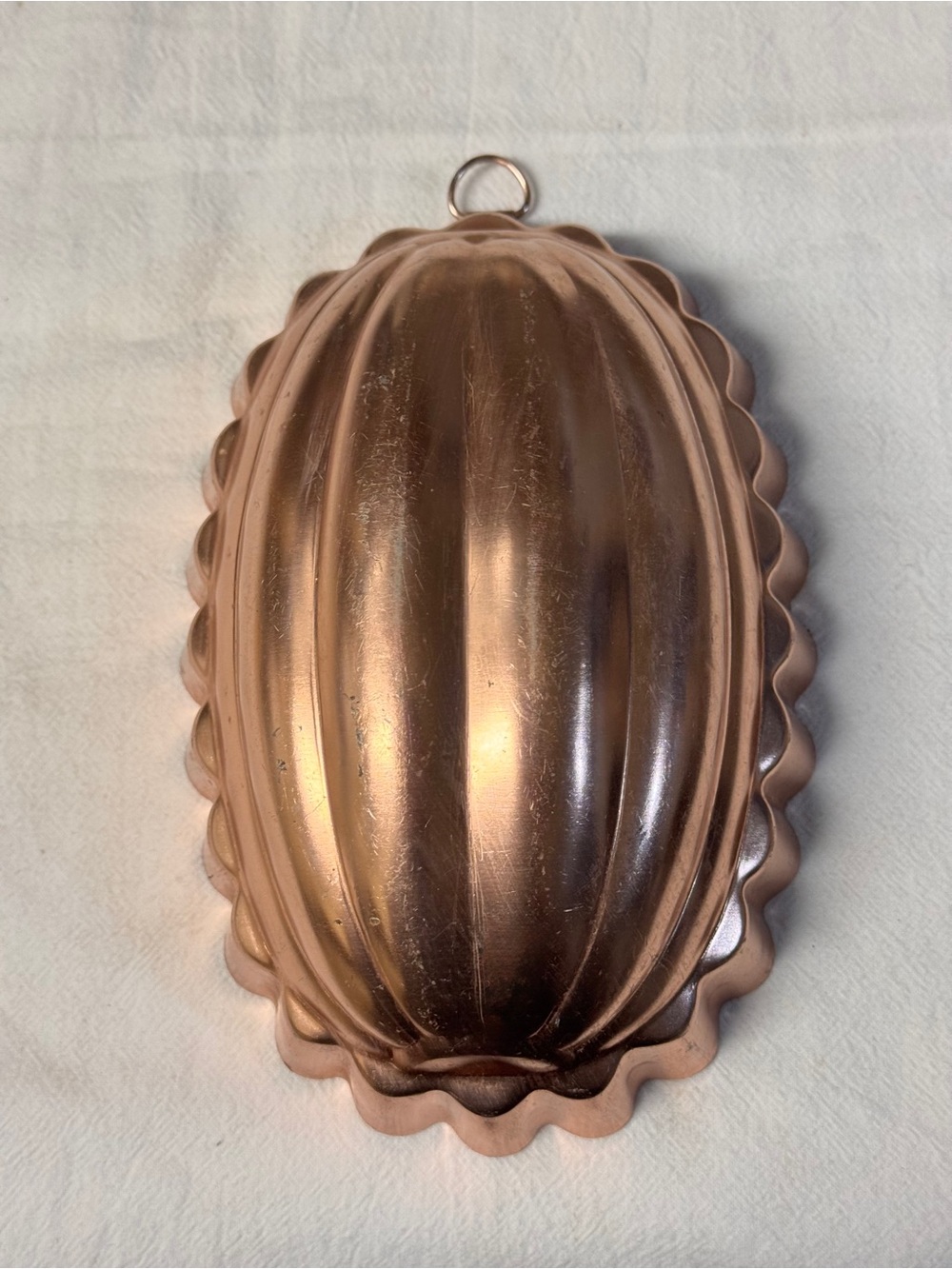 60s Vintage Copper Coated Fluted Melon Gelatin Mold 2.5 Cups 7x5”
